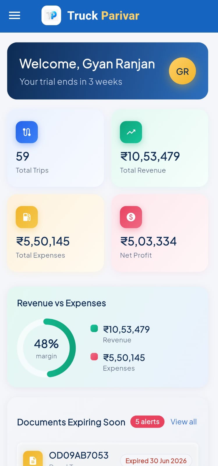 TruckParivar Dashboard