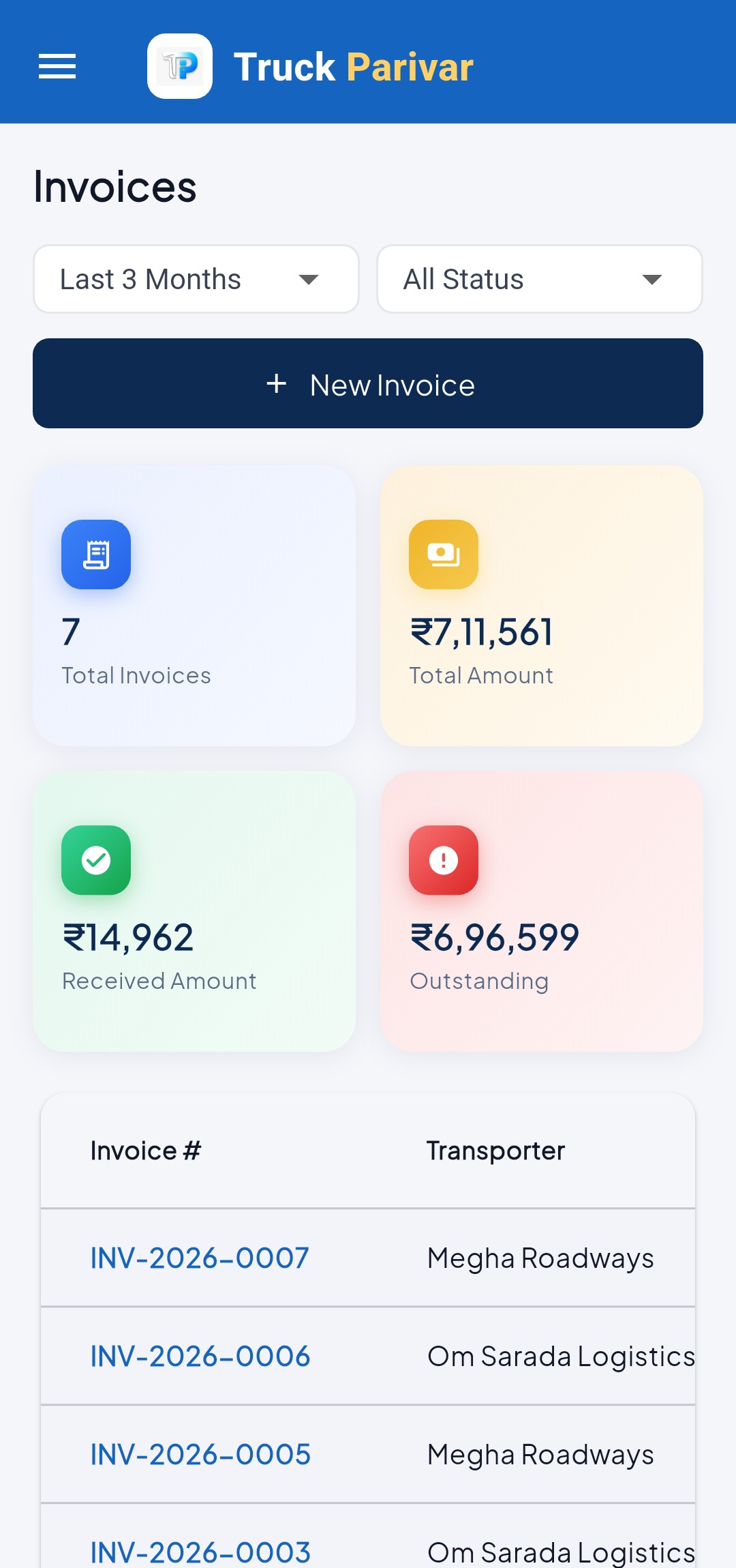 TruckParivar Invoices